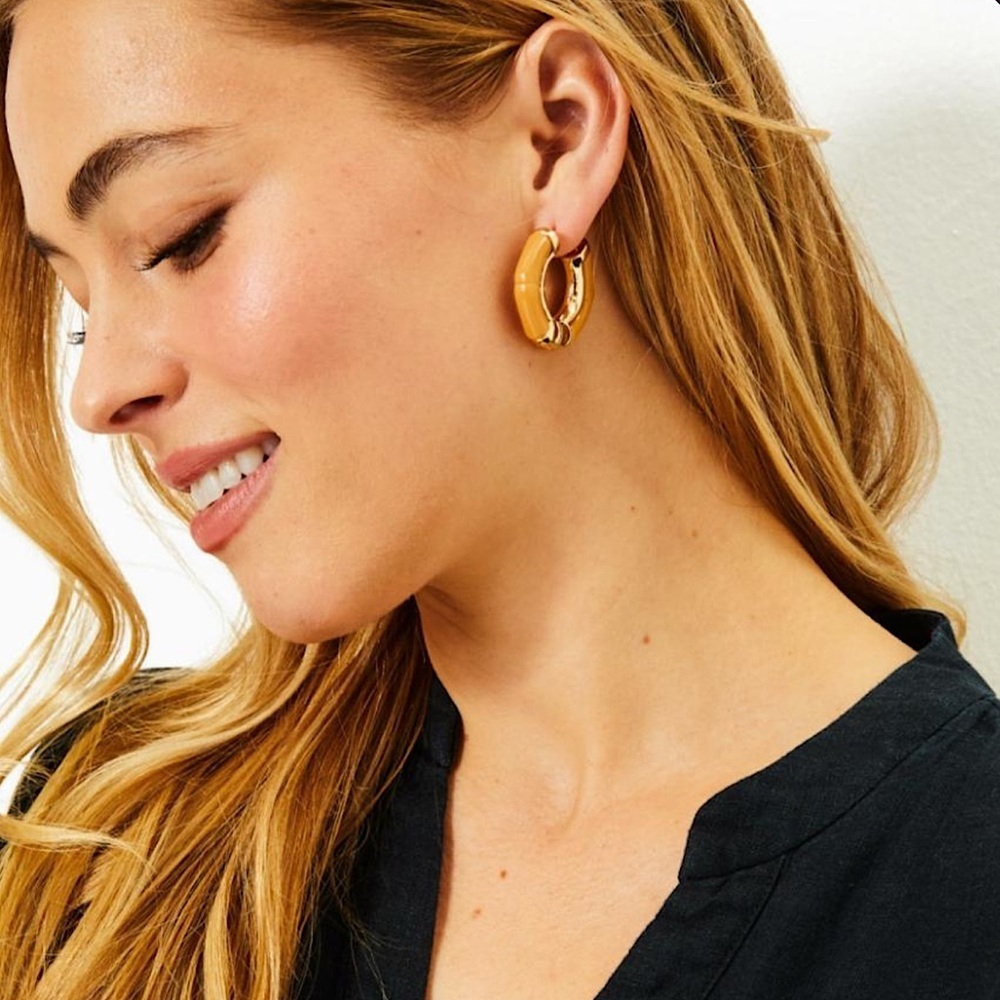 Lilly Pulitzer Oyster Bay Hoop Earrings New